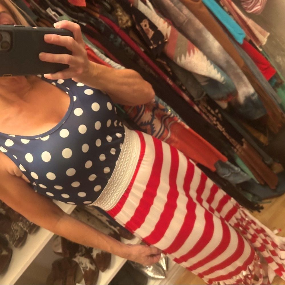 Patriotic American flag dress with fringe bottom size small